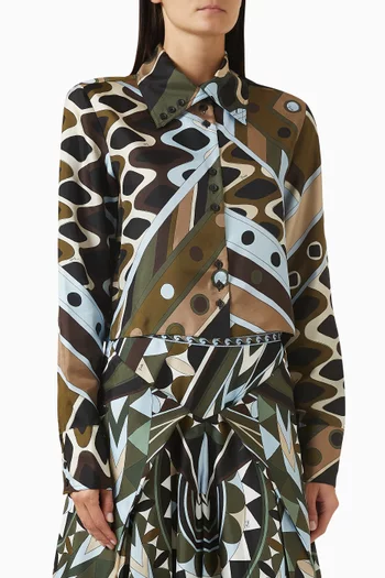 Vivara-print Crop Shirt in Silk Twill