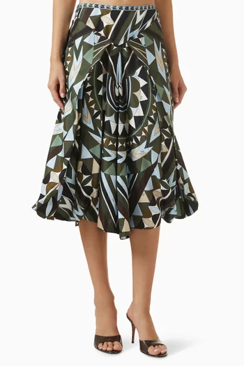 Manuba-print Pants in Silk Twill