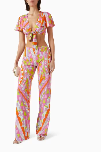 Printed Pants in Jersey Satin