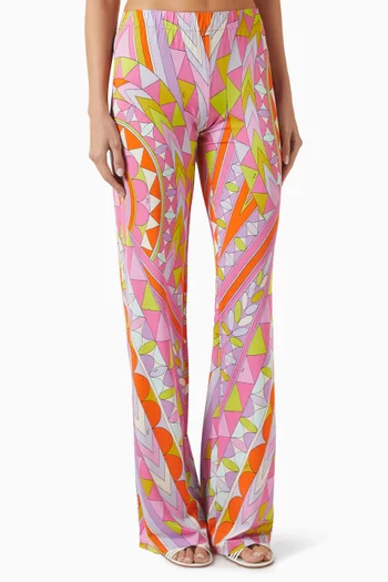Printed Pants in Jersey Satin