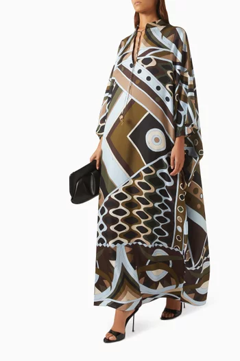 Vivara-print Kaftan in Silk Twill