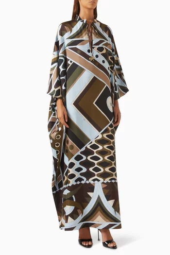Vivara-print Kaftan in Silk Twill