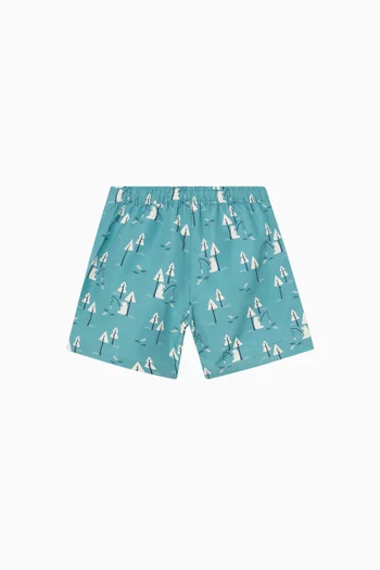 Stripes & Crabs UV Shorts in Recycled Nylon