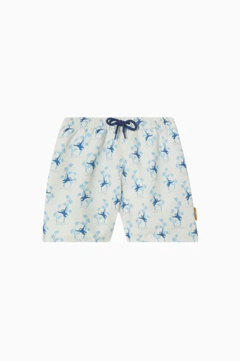 Stripes & Crabs UV Shorts in Recycled Nylon