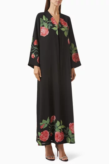Rose-print Abaya in Chiffon