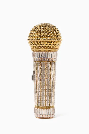 Microphone Diva Crystal-embellished Clutch