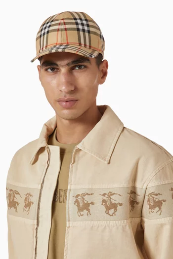 Check Baseball Cap in Cotton