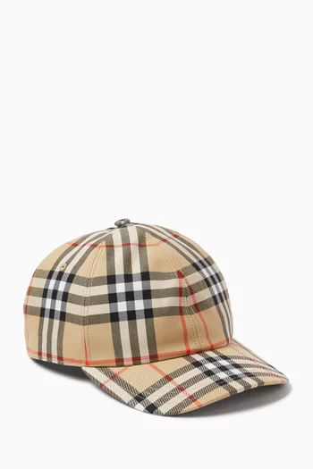 Check Baseball Cap in Cotton