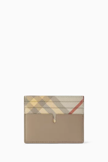 Tall Pop Check Card Case in Calf Leather