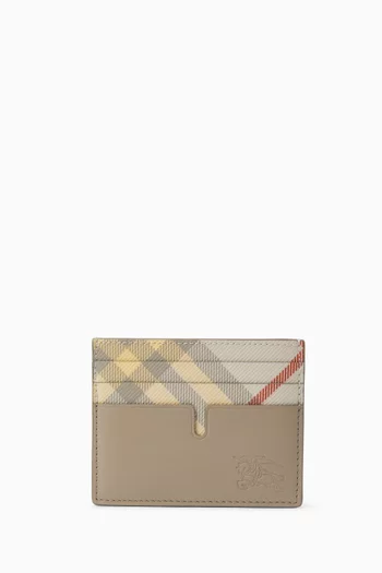 Tall Pop Check Card Case in Calf Leather