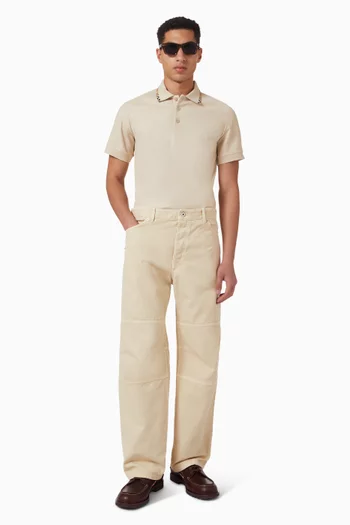 Check Trim Polo Shirt in Cotton
