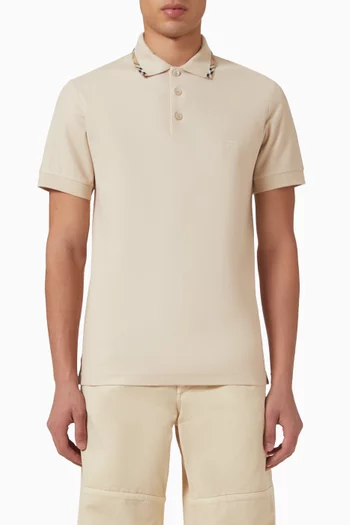 Check Trim Polo Shirt in Cotton