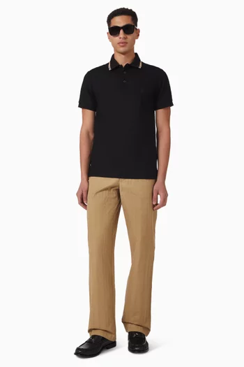 Check Trim Polo Shirt in Cotton