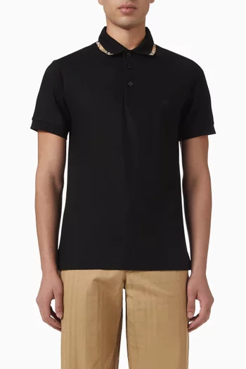 Check Trim Polo Shirt in Cotton