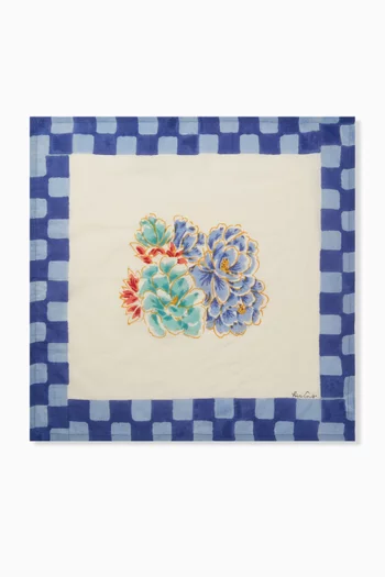 Positano Red Tiles Printed Napkin in Cotton, 50x 50cm