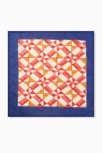 Positano Red Tiles Printed Napkin in Cotton, 50x 50cm