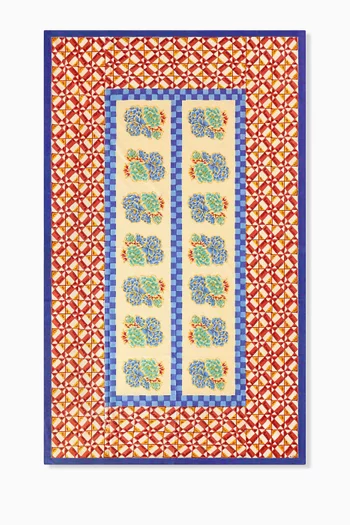 Positano Red Tiles Table Cloth in Cotton, 140 x 240cm