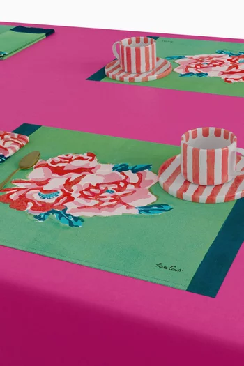 Nina’s Rose Mint Printed Placemats in Cotton, Set of 2, 48 x35cm