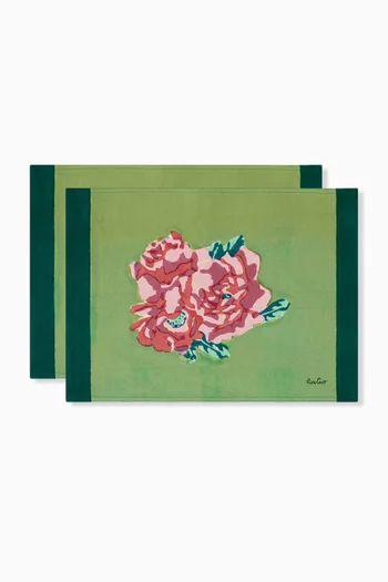 Nina’s Rose Mint Printed Placemats in Cotton, Set of 2, 48 x35cm