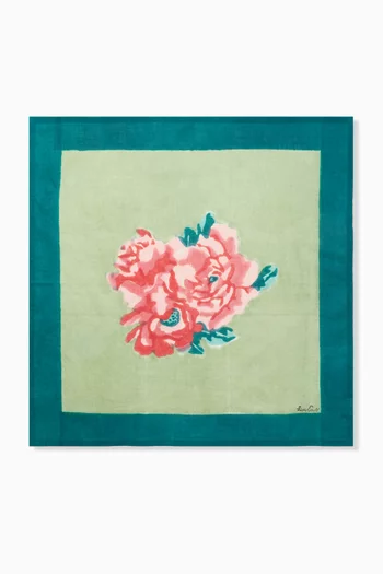 Nina’s Rose Mint Printed Napkin in Cotton, 50x 50cm