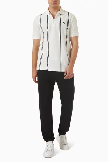 Vertical Stripe Polo T-shirt in Cotton