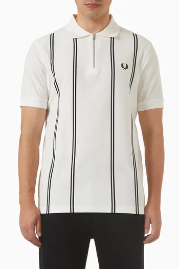 Vertical Stripe Polo T-shirt in Cotton