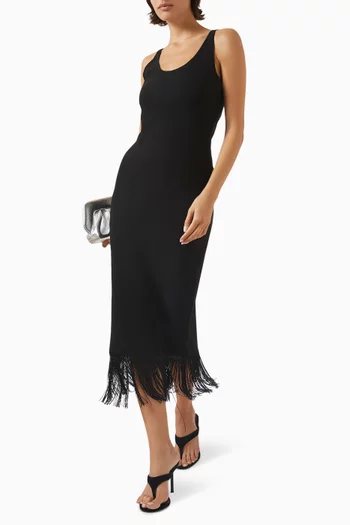 Bianca Fringe Dress in Crepe