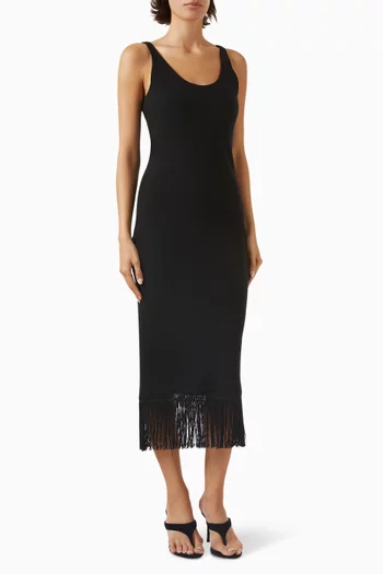 Bianca Fringe Dress in Crepe