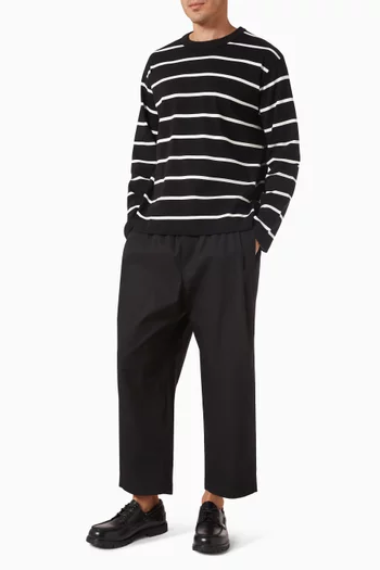 Cropped Elastic Pants in Cotton
