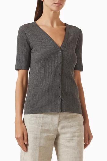 Pointelle-knit Cardigan in Cotton Blend