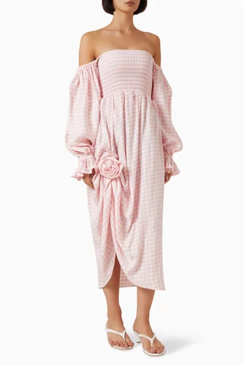 Atlanta Rose Midi Dress in Linen