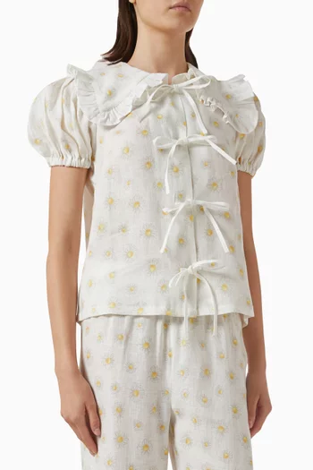 Printed Lounge Shirt in Linen