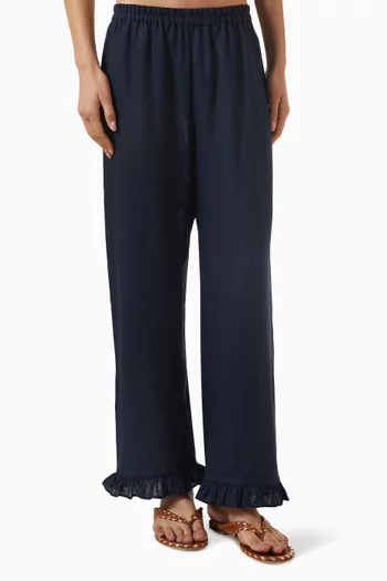 Ruffled Lounge Pants in Linen