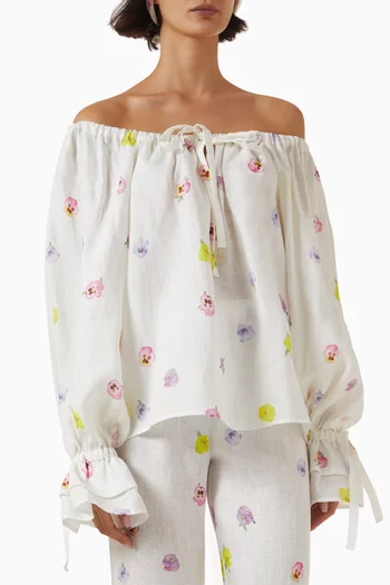 Cha-Cha Lounge Blouse in Cotton-linen