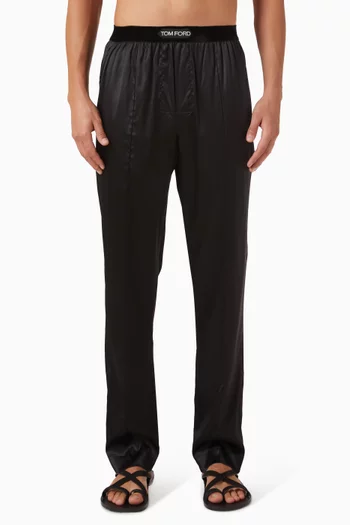Logo Waistband Pyjama Pants in Silk