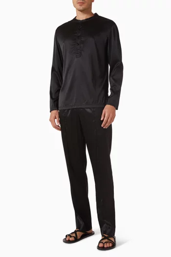 Henley Pyjama Shirt in Silk