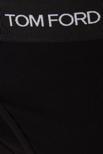 Logo Waistband Briefs in Stretch Cotton, Set of 2