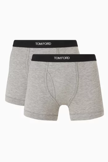 Logo-waistband Boxer Briefs in Cotton-blend, Set of 2