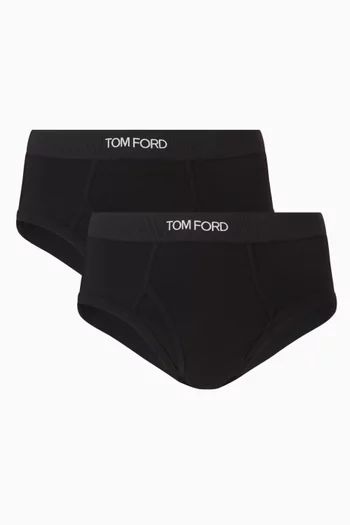 Logo-waistband Briefs in Cotton-blend