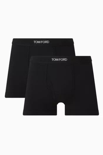 Logo-waistband Boxer Briefs in Cotton-blend, Set of 2