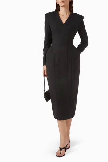 V-neck Dress in Flannel Twill