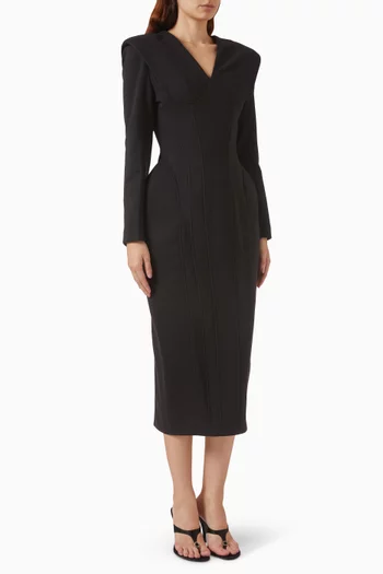 V-neck Dress in Flannel Twill
