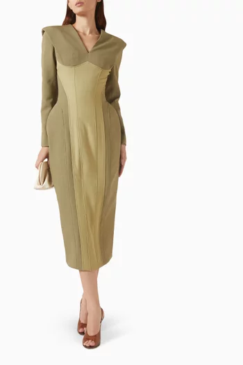V-neck Dress in Flannel Twill