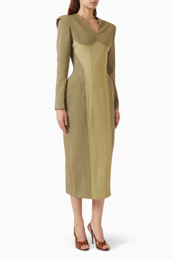 V-neck Dress in Flannel Twill