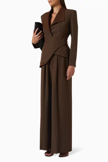 Asymmetric-collar Top in Gabardine & Flannel