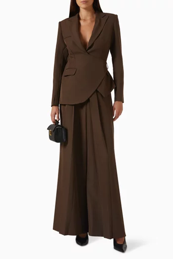Wrap-style Blazer in Brushed Fabric