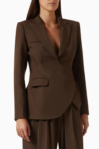 Wrap-style Blazer in Brushed Fabric