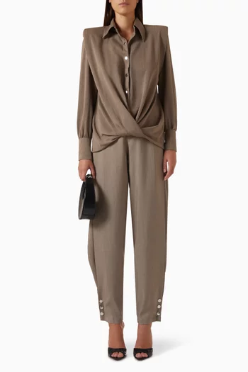 Twist-hem Top in Gabardine