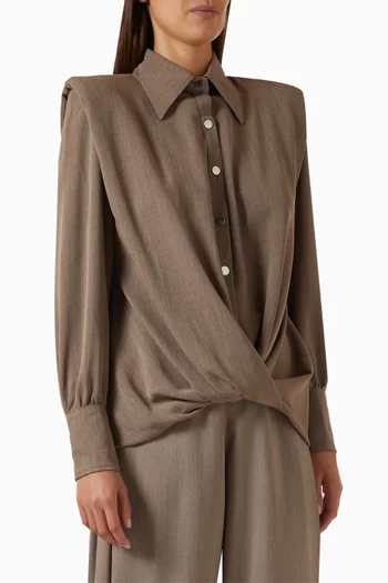 Twist-hem Top in Gabardine