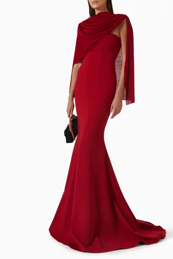 Kyria Detachable-cape Dress
